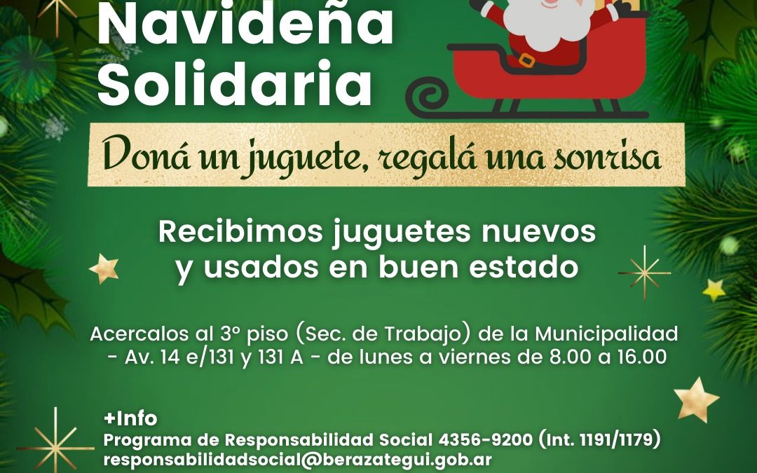 Navidad solidaria: Invitan a donar juguetes para niños y niñas Berazateguenses