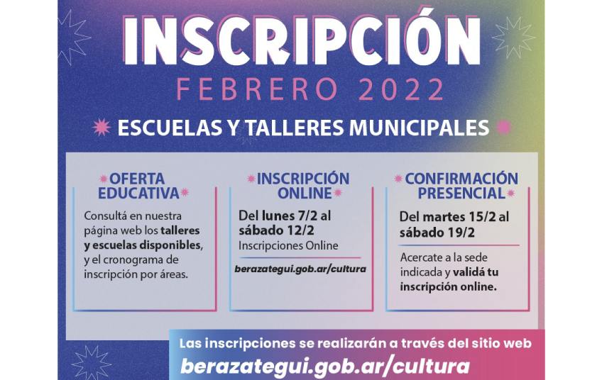 Ciclo 2022: abre la inscripción a las escuelas y talleres de Cultura