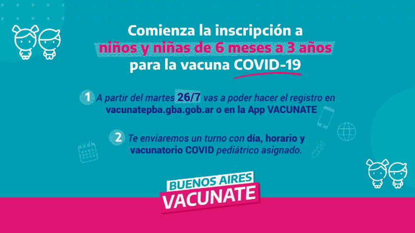 Comenzó la inscripción de niñas y niños de 6 meses a 3 años para la vacunación contra el COVID-19
