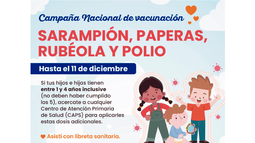 Última semana para vacunar contra el sarampión, rubéola, paperas y polio a niños y niñas de 1 a 4 años